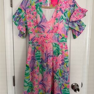 Lilly Pulitzer Vibrant Floral V-Neck Dress